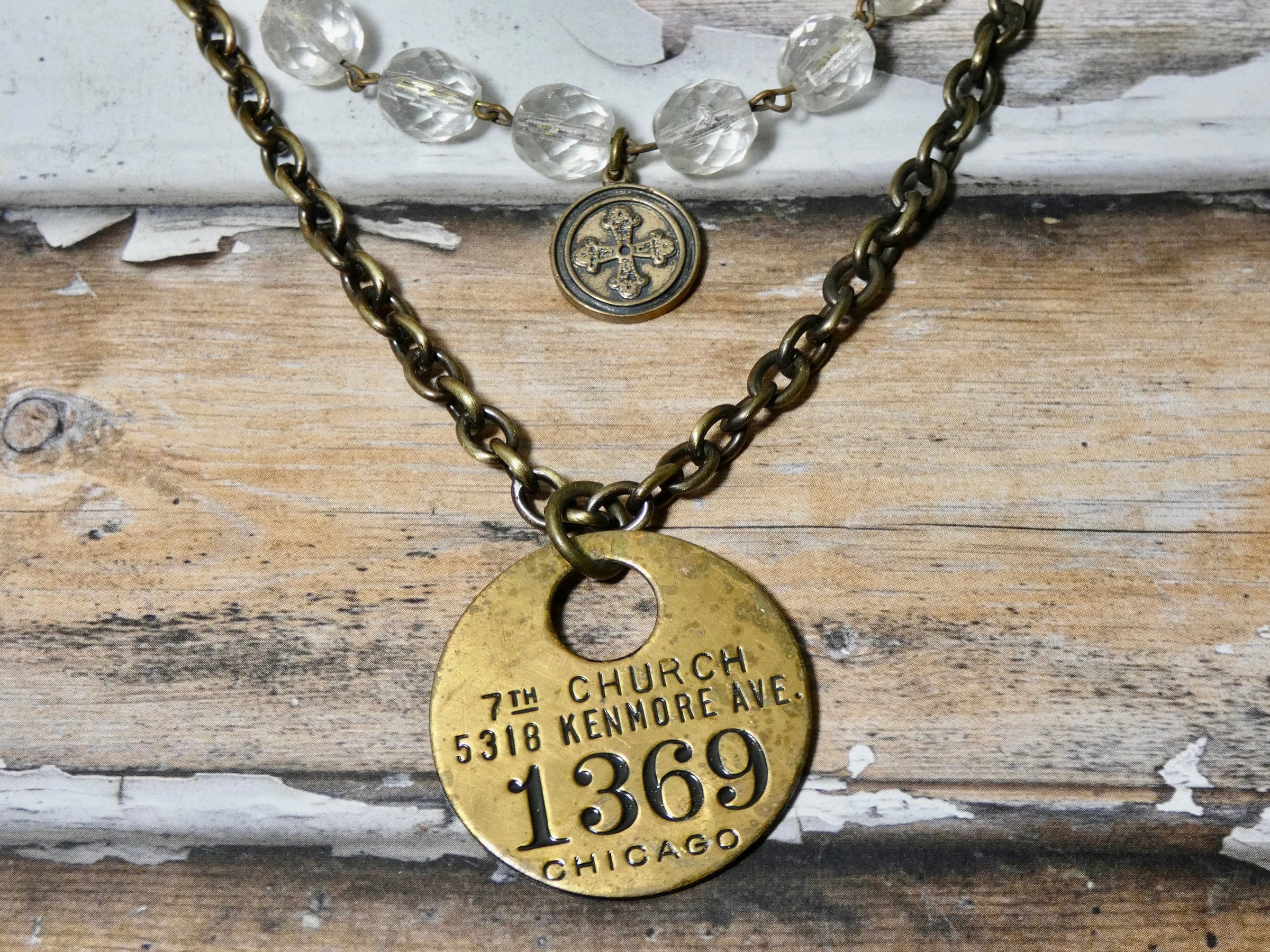 Vintage Tag Necklace 7th Church Chicago
