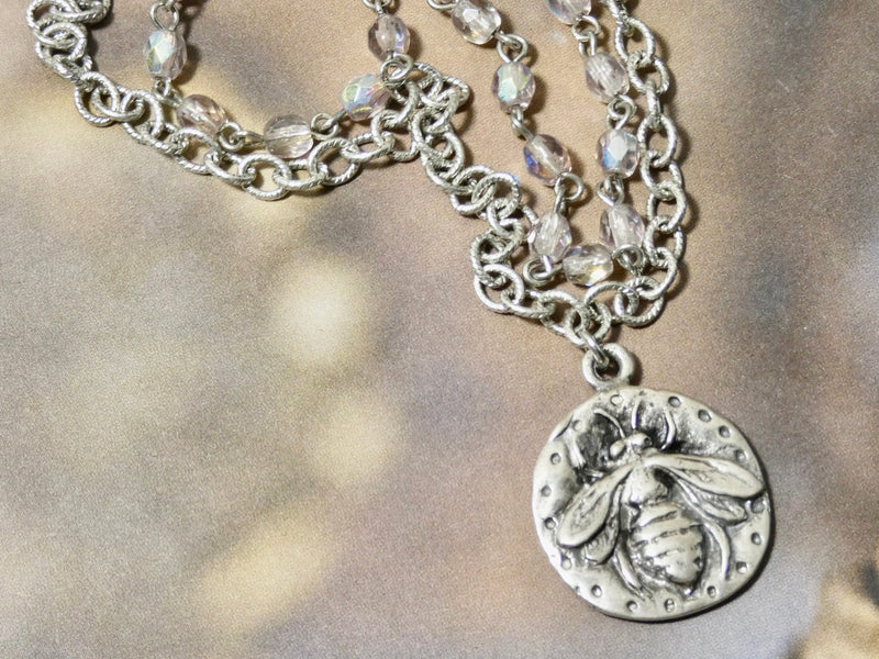 Bee Necklace, Sterling silver bee charm