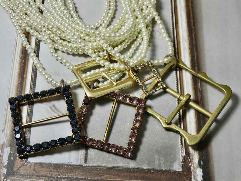One of a Kind vintage pearls multi strand belt buckle necklace