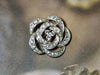 Vintage round flower shaped pin, silver brooch