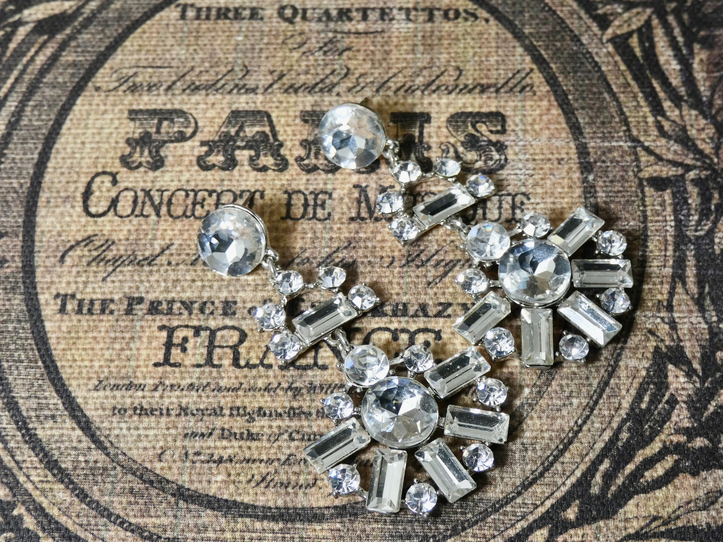 Silver Crystal Earring, Pierced Dangle Earring, a showstopper earring