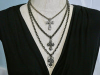 Cross Necklace, bronze cross pendant with chunky chain, unisex cross necklace