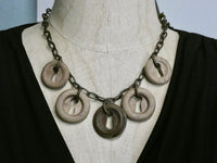 Vintage keyhole wooden charm necklace