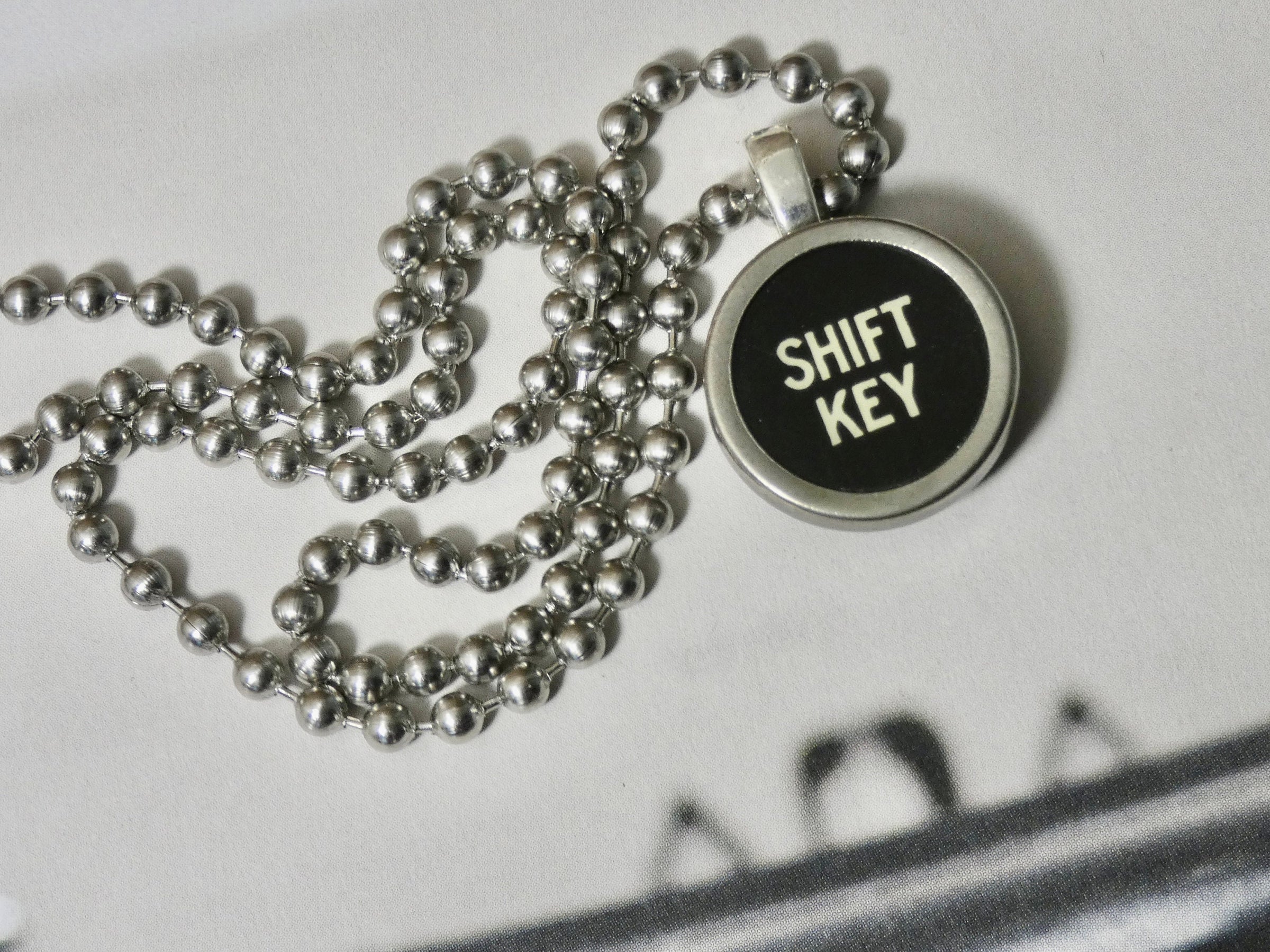 Typewriter Necklace Shift Key, Authentic Typewriter Key pendant