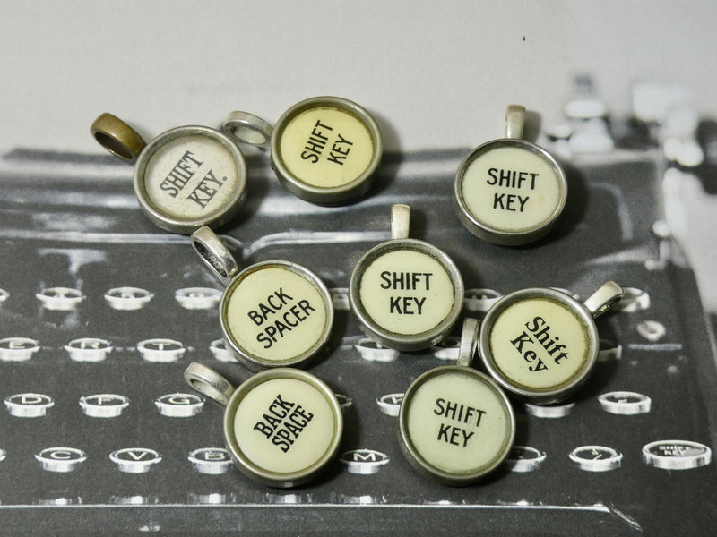 Typewriter Necklace Shift Key in cream colored, Authentic Typewriter Key pendant