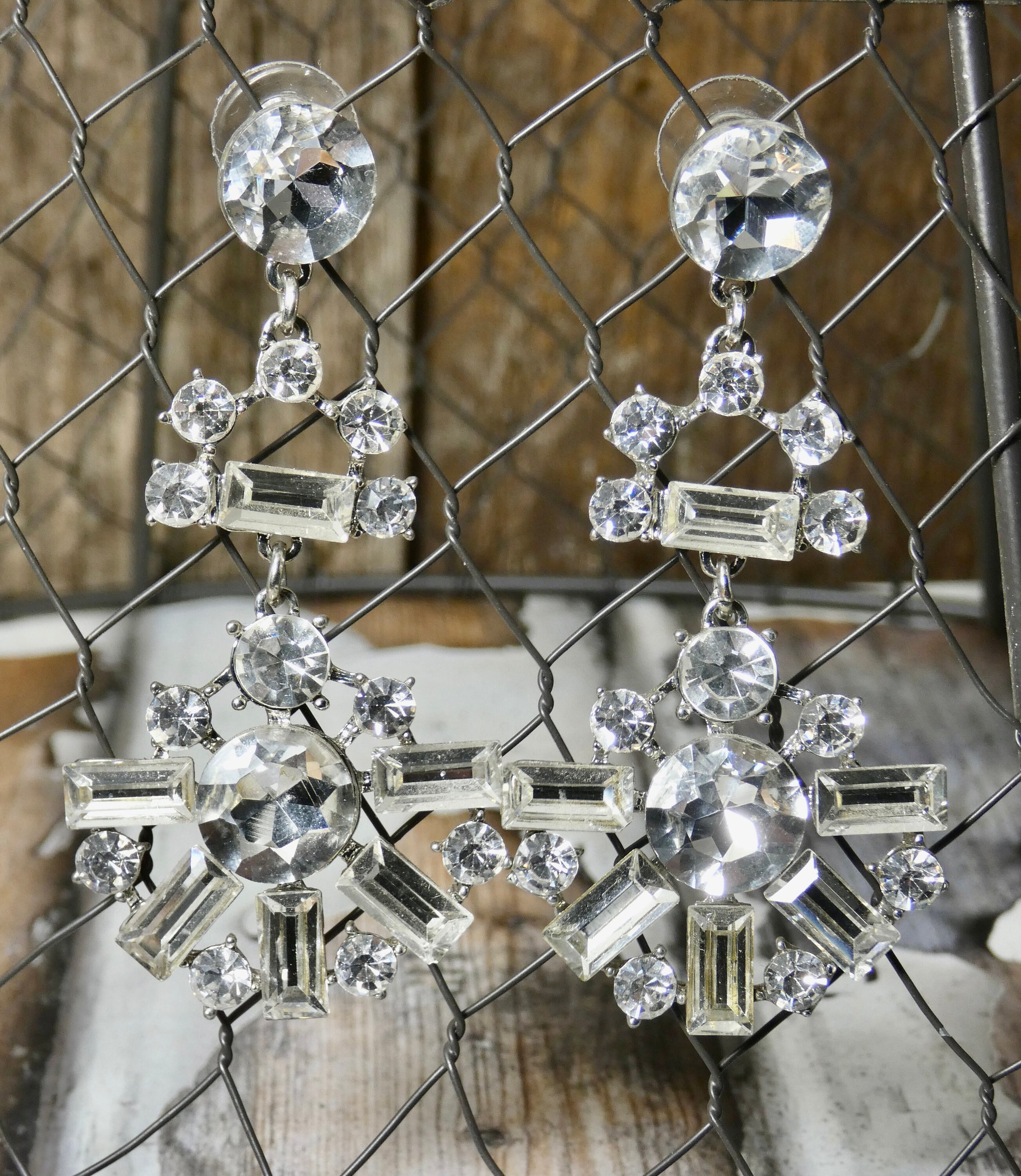 Silver Crystal Earring, Pierced Dangle Earring, a showstopper earring