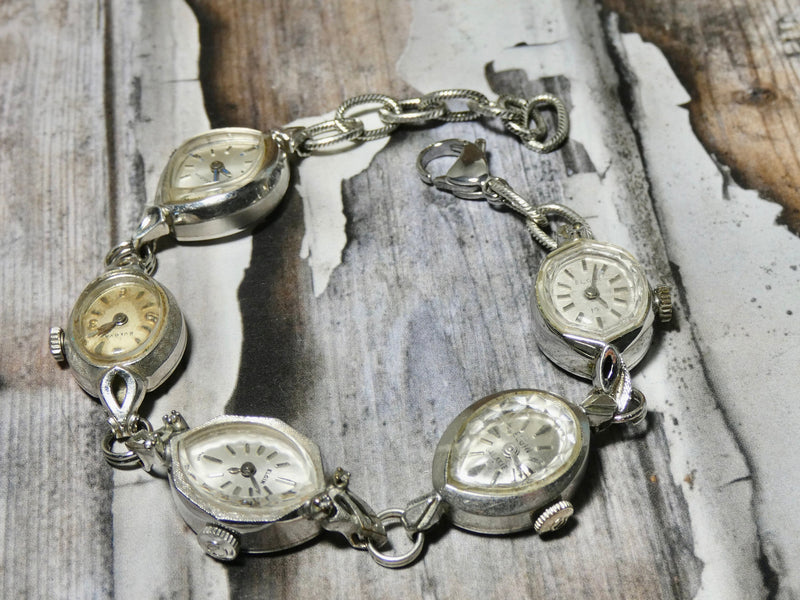 Vintage Watch Bracelet, One of a Kind Bracelet, All Silver plated Watch Bracelet- FBB