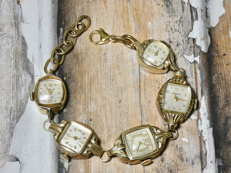 Vintage Watch Bracelet, One of a Kind Bracelet, All Gold plated Watch Bracelet- GBB