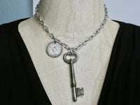 Skeleton Key and Old World Coin Necklace
