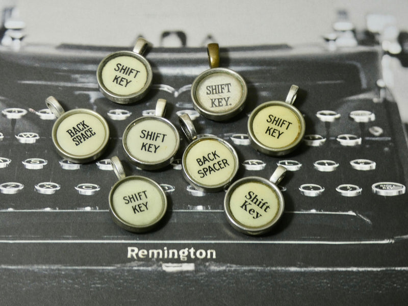 Typewriter Necklace Shift Key in cream colored, Authentic Typewriter Key pendant