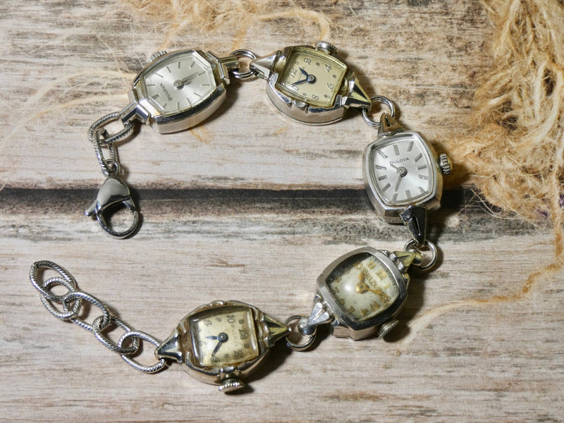 Vintage Watch Bracelet, One of a Kind Bracelet, All Silver plated Watch Bracelet- DBB