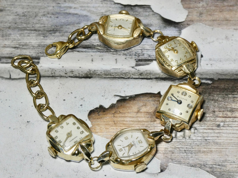 Vintage Watch Bracelet, One of a Kind Bracelet, All Gold plated Watch Bracelet- CBB