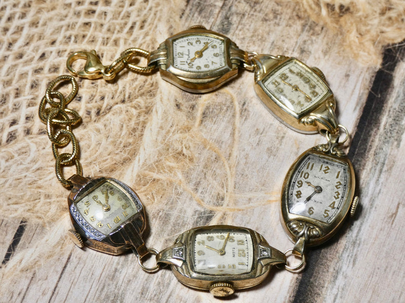 Vintage Watch Bracelet, One of a Kind Bracelet, All Gold plated Watch Bracelet- HBB