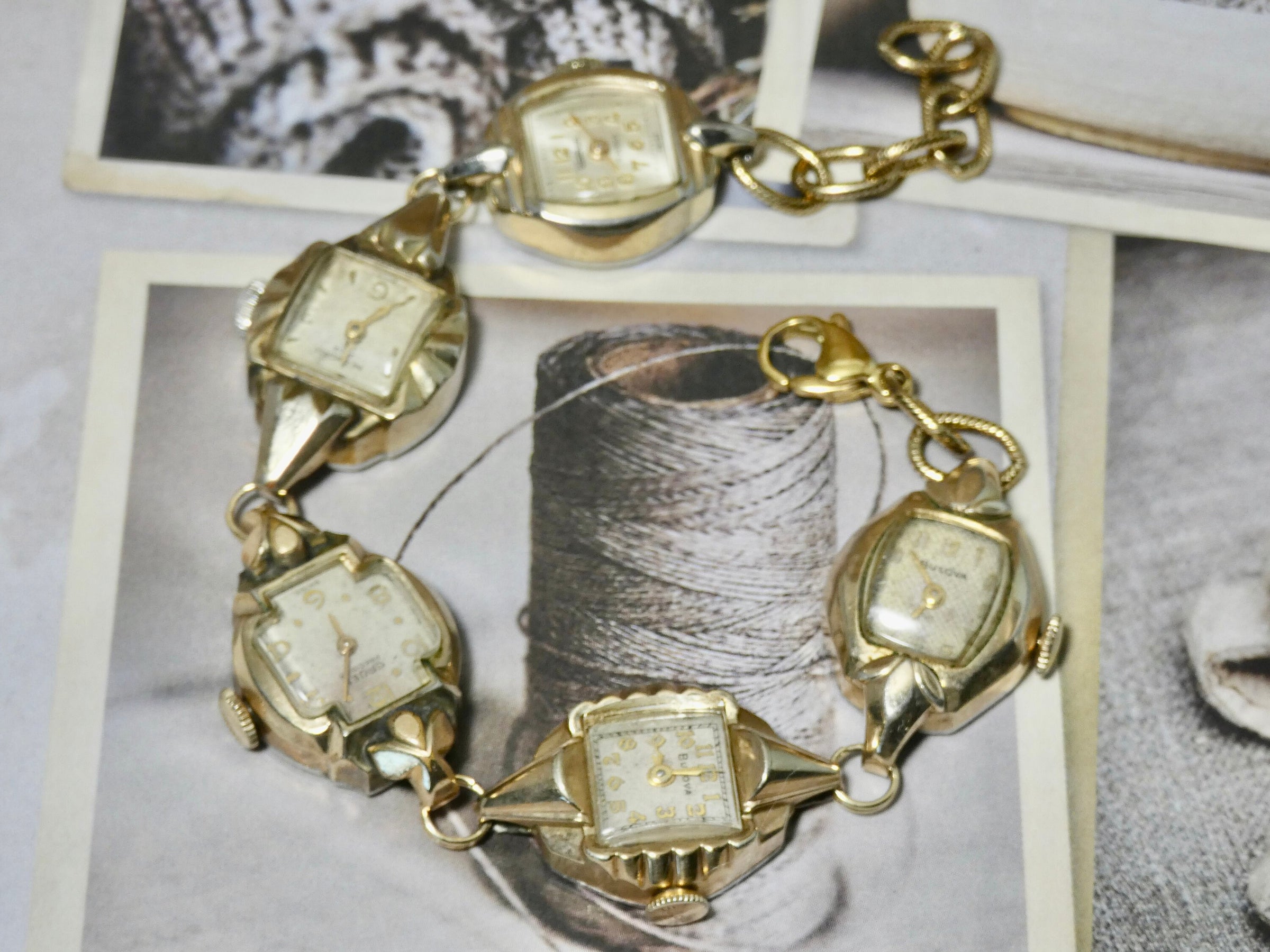 Vintage Watch Bracelet, One of a Kind Bracelet, All Gold plated Watch Bracelet- LBB