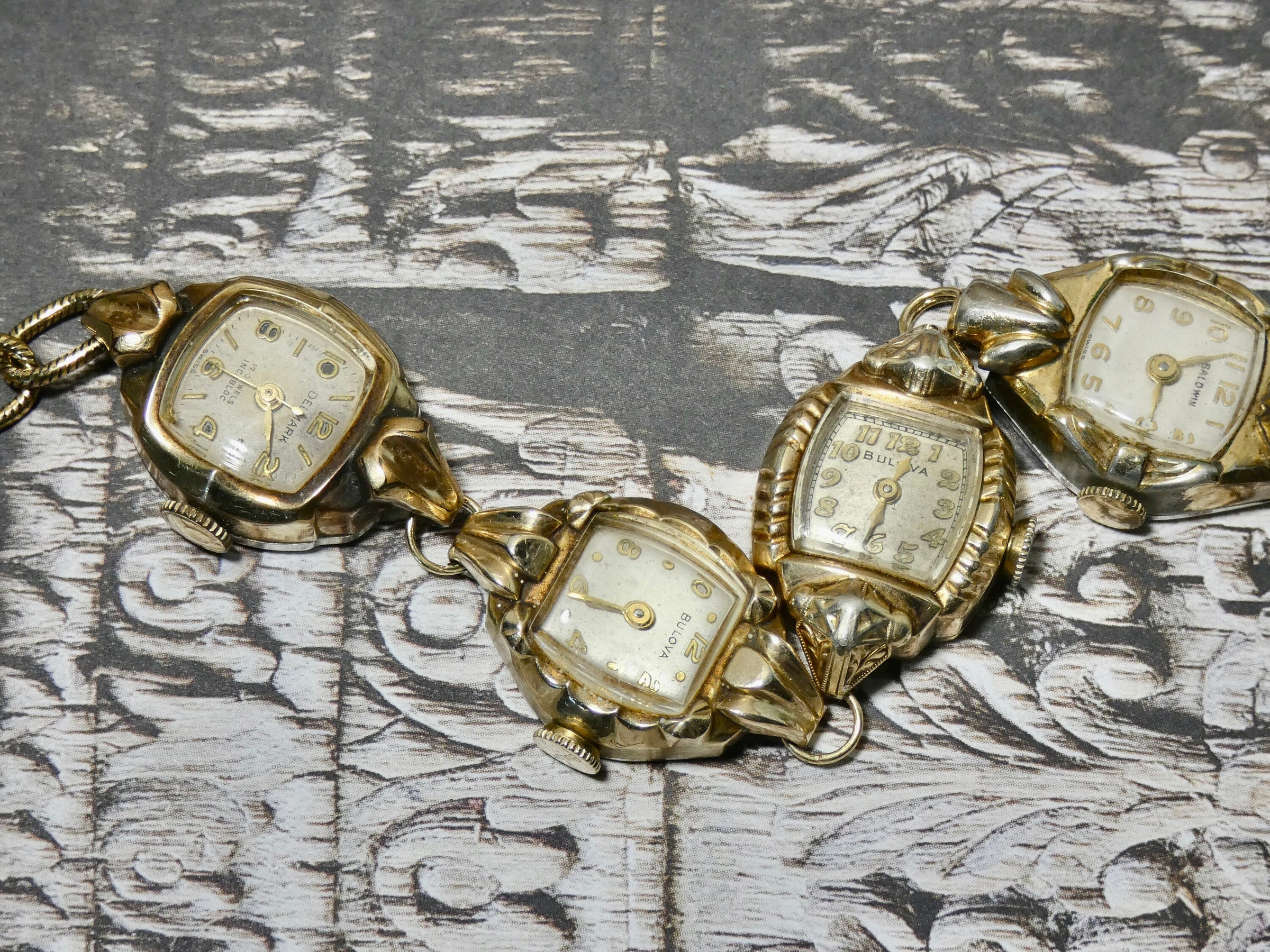 Vintage Watch Bracelet, One of a Kind Bracelet, All Gold plated Watch Bracelet- MBB