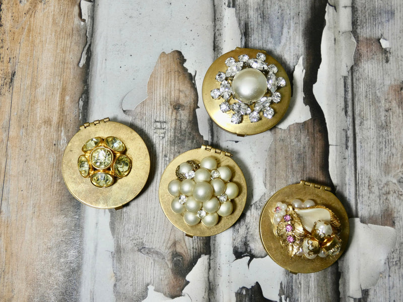 One of a Kind Vintage metal jewelry box pill box or treasure box, round brass vintage box