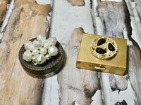 One of a Kind Vintage metal jewelry box pill box or treasure box, choose round or rectangle
