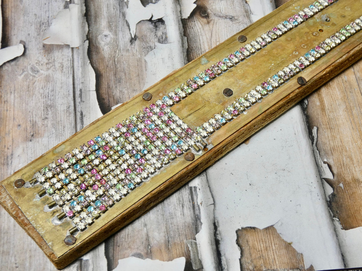 Vintage decor rhinestone jewelry warehouse sample #6204, pastel rhinestone