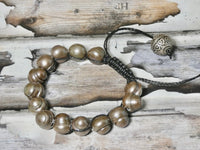 Freshwater Pearl Bracelet, gray bronze colored potato pearl, Hand knotted adjustable bracelet, the perfect gift, fits a larger wrist