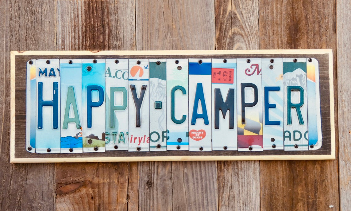 Happy Camper License Plate Sign 